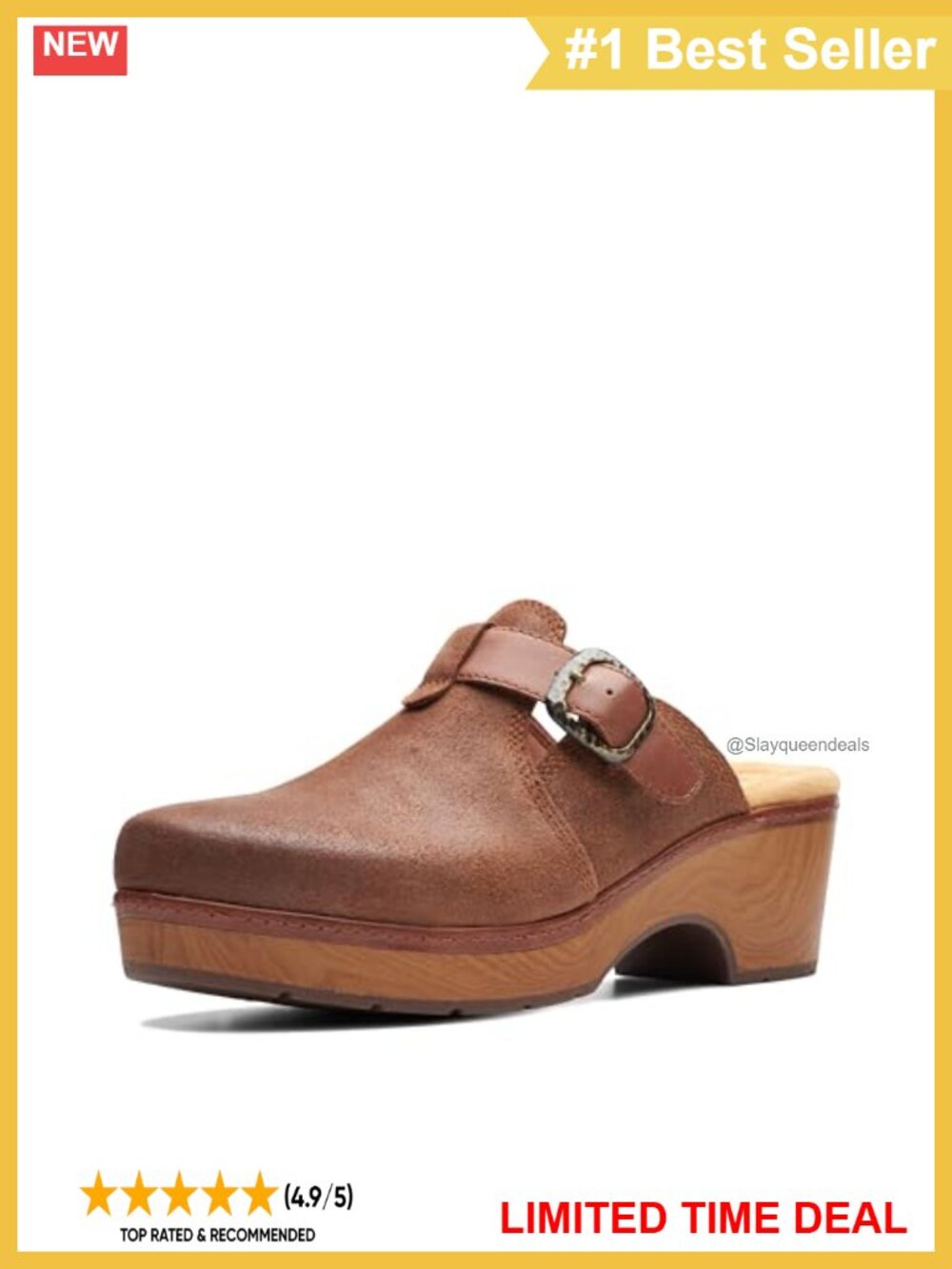 Suede Platform Mule Clog Buckle Casual